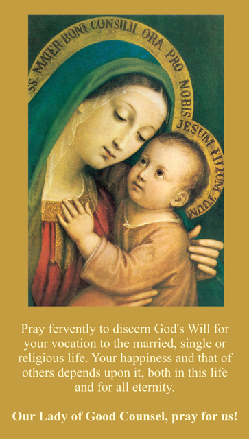 Our Lady of Good Counsel Vocational Discernment Prayer Card***BUYONEGETONEFREE***